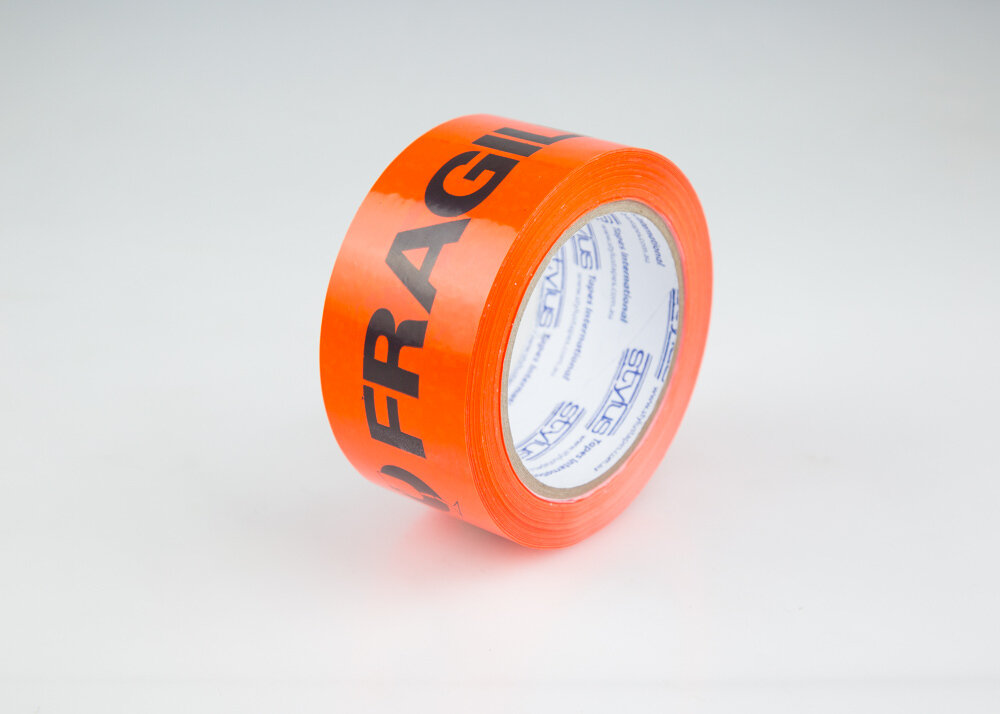 SP- PACKAGING TAPE STYLUS 50MM X 66M FRAGILE BLACK/FL ORANGE CTN36