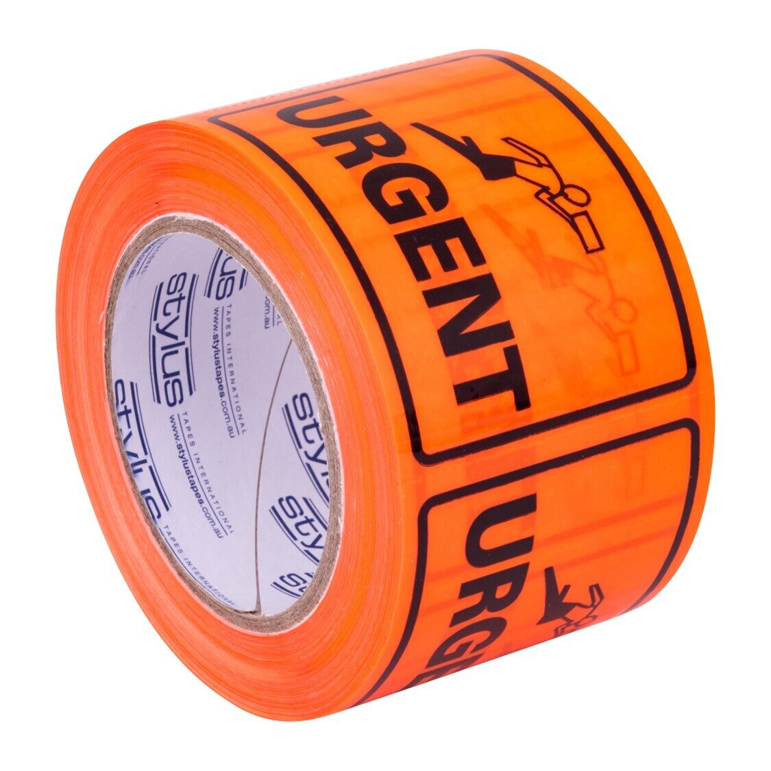 SP- LABELTAPE STYLUS 75MM X 50M URGENT BLACK/ORANGE PK2