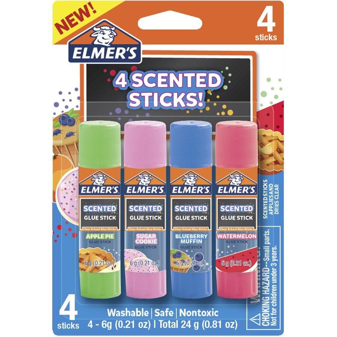 SP- GLUE ELMERS 6G STICK SCENTED CLEAR CARDED 4PK