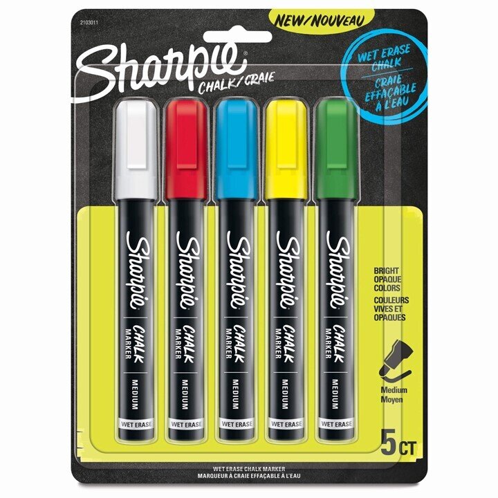 SP- MARKER CHALK SHARPIE WET ERASE CARDED ASSORTED PK5