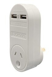 POWER ADAPTOR 240V WITH 2X USB CHARGING OUTLETS