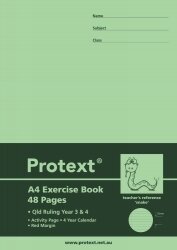 EXERCISE BOOK PROTEXT A4 PP QLD YR 3/4 + MARGIN 48PG SNAKE