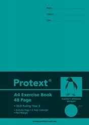 EXERCISE BOOK PROTEXT A4 PP QLD YR2 + MARGIN 48PG PENGUIN