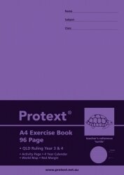 EXERCISE BOOK PROTEXT A4 PP QLD YEAR 3/4 + MARGIN 96PG TURTLE