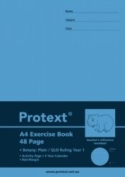 EXERCISE BOOK PROTEXT A4 PP QLD YEAR1 48PG + MARGIN BOTANY/PLAIN WOMBAT