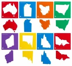 SP- STENCIL EC AUSTRALIAN STATES 210X210MM SET OF 8