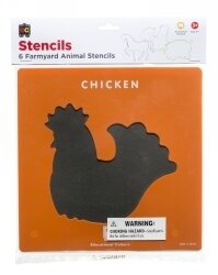 STENCIL EC FARM ANIMALS 205X205MM SET OF 6