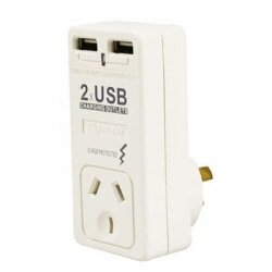 SINGLE ADAPTOR ITALPLAST WITH SURGE PROTECTION & USB CHARGER