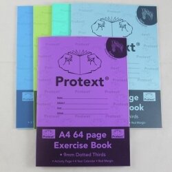 EXERCISE BOOK PROTEXT A4 PP 64PG 9MM DOTTED THIRDS ZEBRA