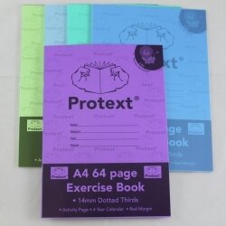 EXERCISE BOOK PROTEXT A4 PP 64PG 14MM DOTTED THIRDS LION
