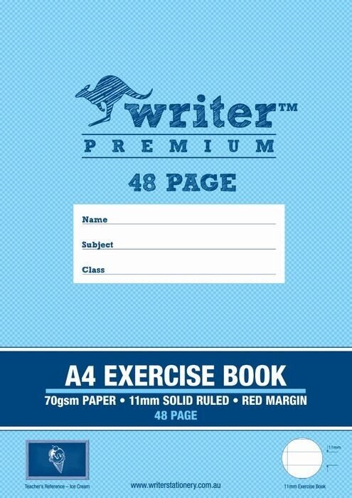 EXERCISE BOOK WRITER PREMIUM A4 11MM RULED+MARGIN ICE CREAM 48PG