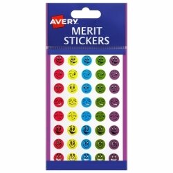 MERIT STICKERS AVERY MINI SMILEY FACE PERMANENT PK800