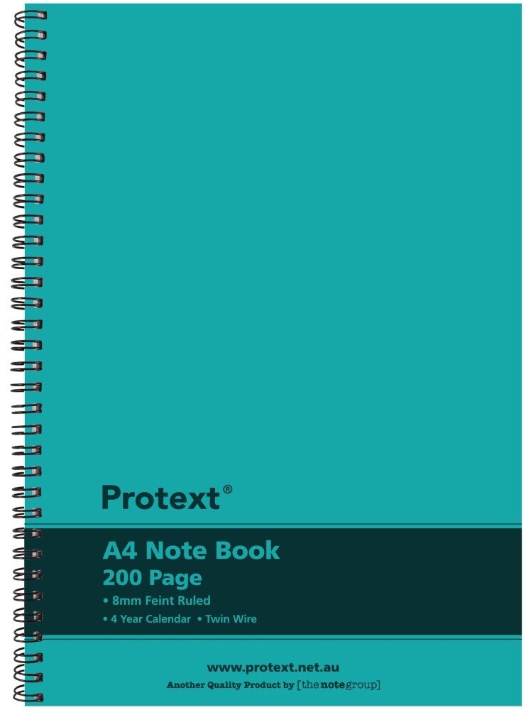NOTEBOOK PROTEXT A4 PP TWIN WIRE 200PG AQUA