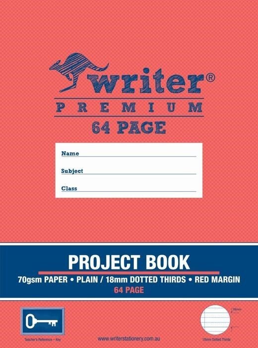 PROJECT BOOK WRITER PREMIUM 64PG PLAIN/18MM DOTTED THIRDS + MARGIN KEY