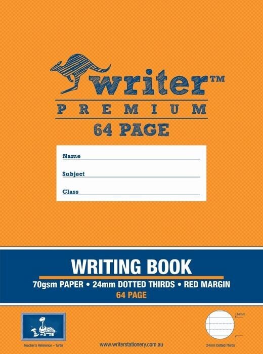 WRITING BOOK WRITER PREM 330X240MM 64PG 24MM DOT THIRDS + MARGIN TURTLES