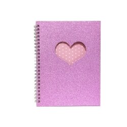 NOTEBOOK PROFILE A5 HARDCOVER SPIRAL GLITTER STAR 160PG