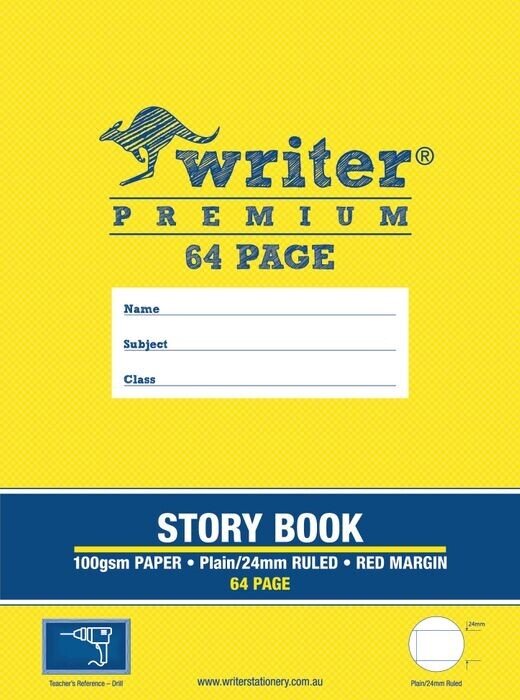 STORY BOOK WRITER PREMIUM 1/2 PLAIN 1/2 24MM SOLID RULED 64PG DRILL