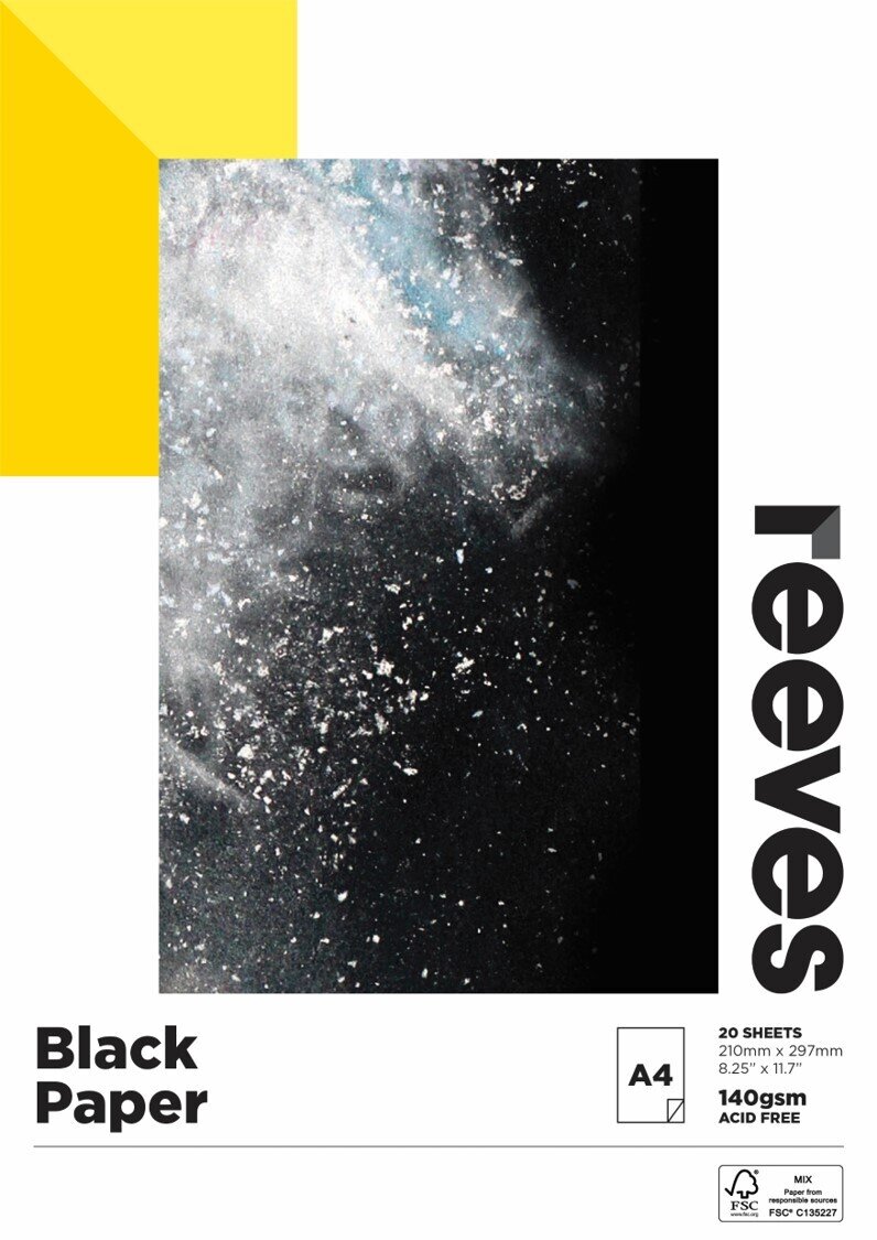 PAD REEVES A4 BLACK PAPER 140GSM FSC MIX