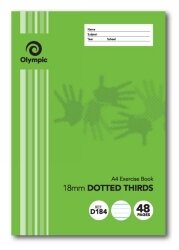EXERCISE BOOK OLYMPIC A4 18MM DOTTED THIRDS D184I 48PG