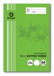 EXERCISE BOOK OLYMPIC A4 18MM DOTTED THIRDS D186I 64PG
