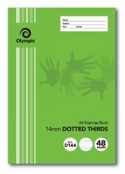 EXERCISE BOOK OLYMPIC A4 14MM DOTTED THIRDS GREEN D144I 48PG
