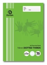 EXERCISE BOOK OLYMPIC A4 14MM DOTTED THIRDS GREEN D149I 96PG
