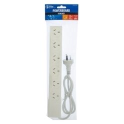 POWERBOARD THE BRUTE POWER CO. 6 SOCKET+ OVERLOAD PROTECTION WHITE