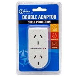 DOUBLE ADAPTOR THE BRUTE POWER CO. VETICAL + SURGE PROTECTION WHITE