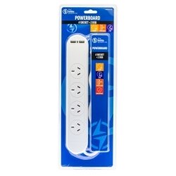 POWERBOARD THE BRUTE POWER CO. 4 SOCKET+ 2 USB PORTS WHITE