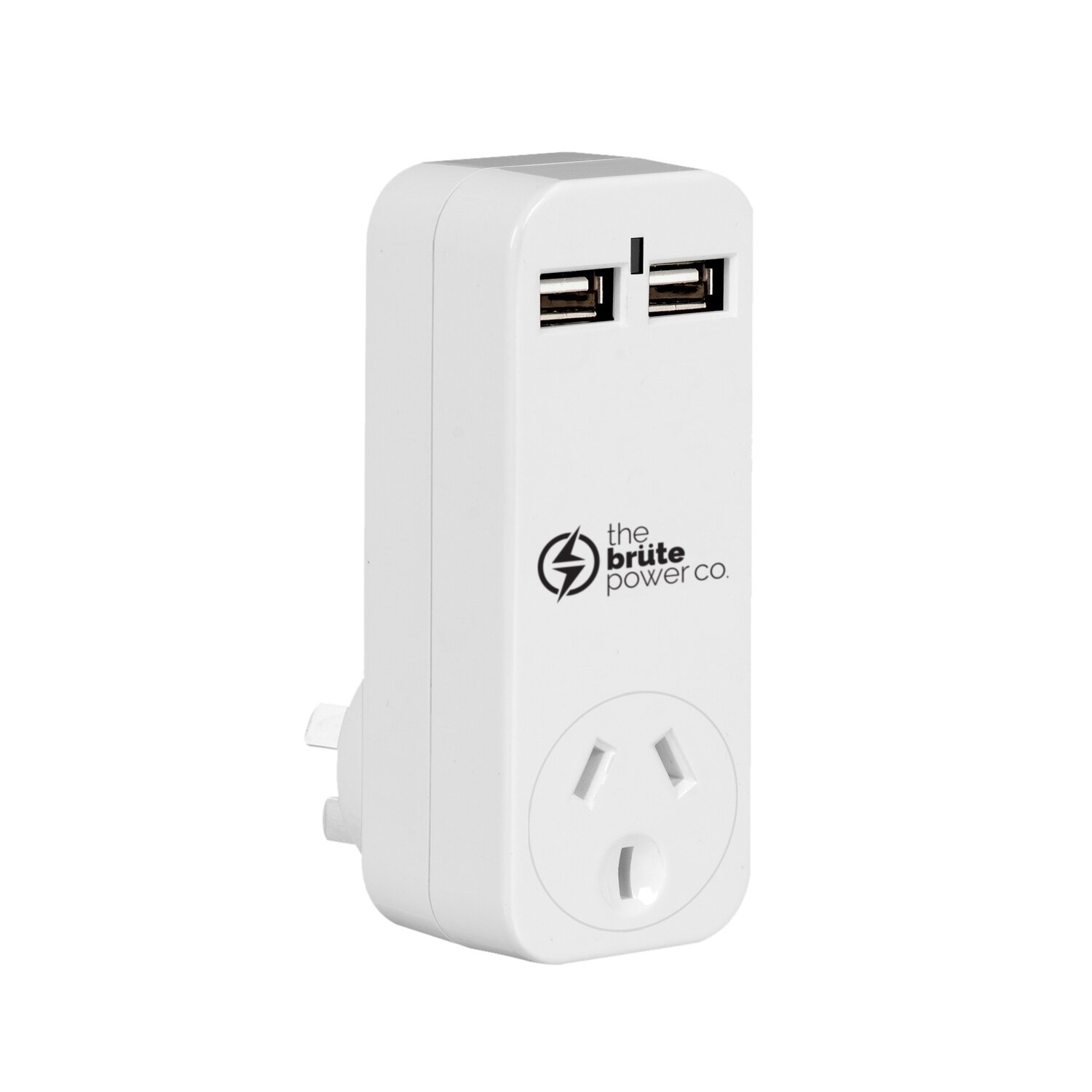 ADAPTOR THE BRUTE POWER CO. ONE SOCKET+2 USB PORTS+SURGE PROTECTION WHT