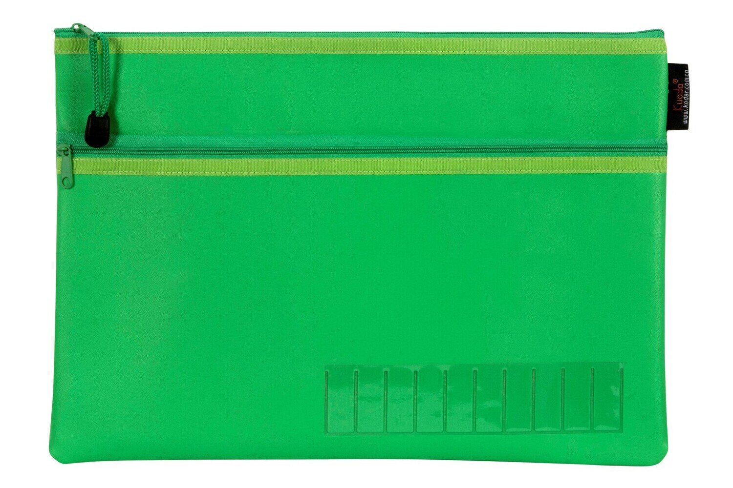 PENCIL CASE CELCO 345X264MM NAME LARGE 2 ZIP GREEN