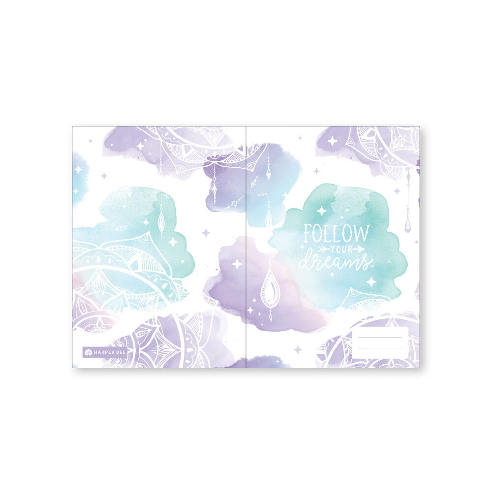 BOOK COVERS SCHOOL BUZZ A4 BOHO WATERCOLOUR PURPLE DREAMS