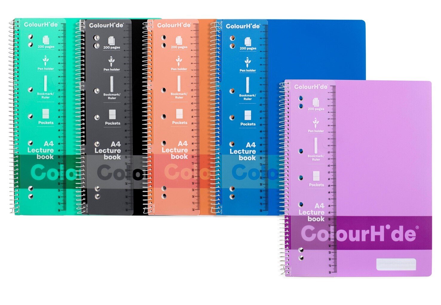 NOTEBOOK COLOURHIDE A4 LECTURE BOOK ASST 200PG