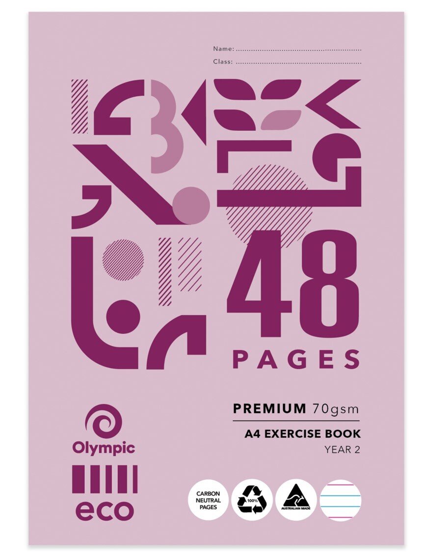 EXERCISE BOOK OLYMPIC A4 ECO RECYCLED YR2 EY24P 48PG