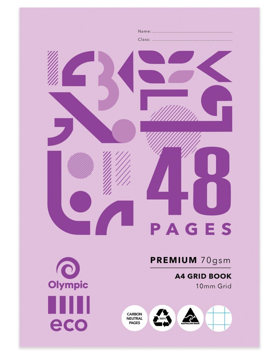 GRID BOOK OLYMPIC A4 ECO RECYCLED 10MM GRID G104P 48PG