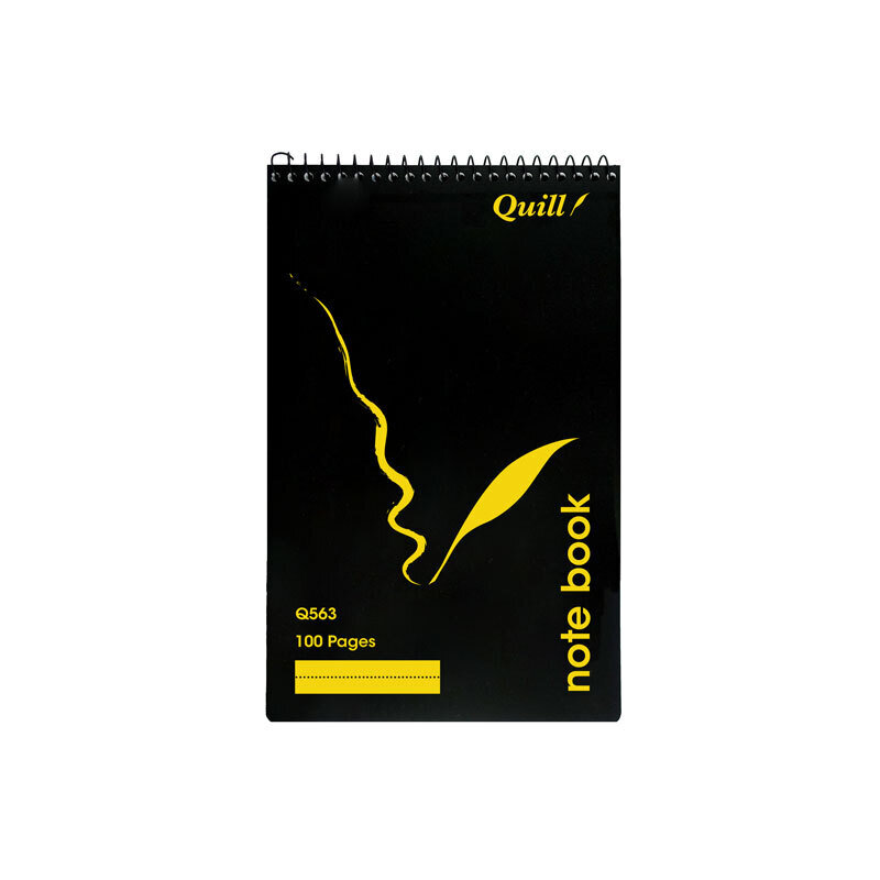 NOTEBOOK QUILL 200X127 RULED T/O BLACK 100PG