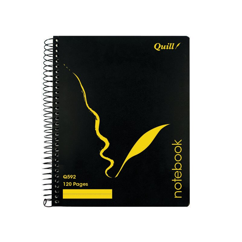 NOTEBOOK QUILL 222X178 RULED S/O BLACK 120PG