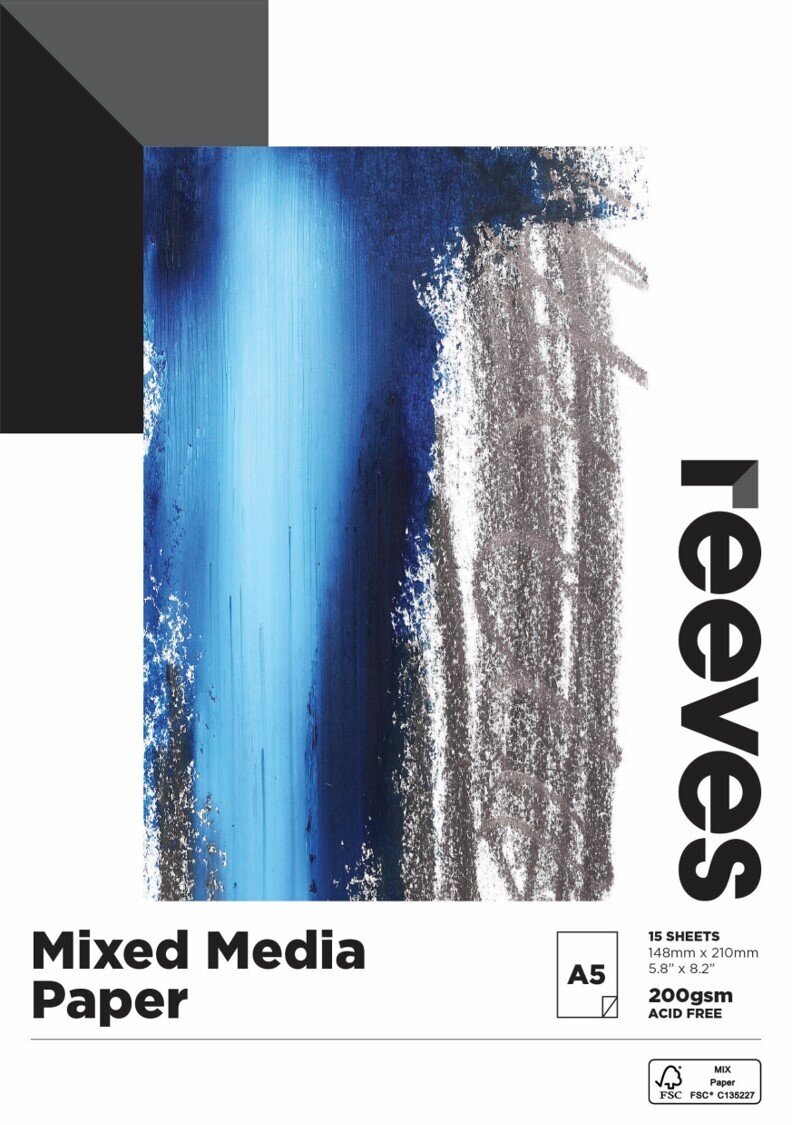 MEDIA PAD REEVES A5 MIXED 200GSM FSC CREDIT 15 SHEETS