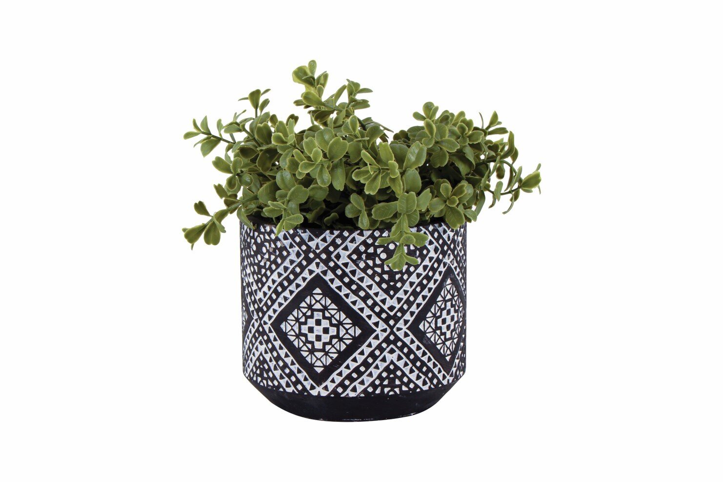 GIFT GNS BOHO CAMILLIA CERAMIC POT WITH FAUX PLANT 16X16X15CM