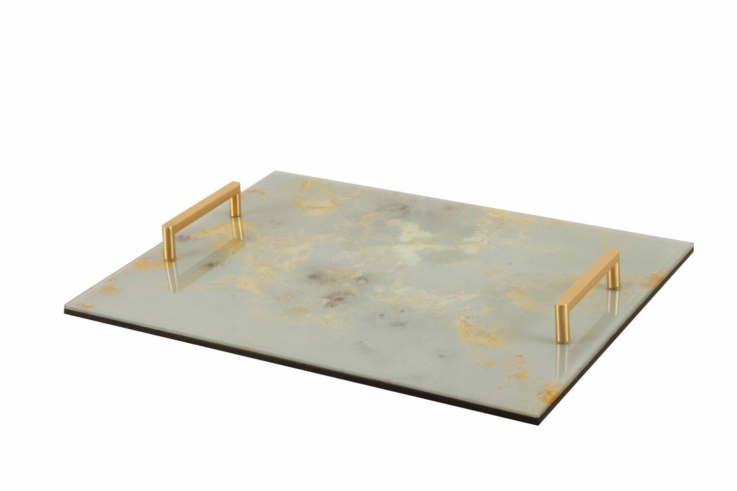 GIFT GNS WEST AGATE DESIGN GLASS TRAY WITH HANDLES 40X30X4CM