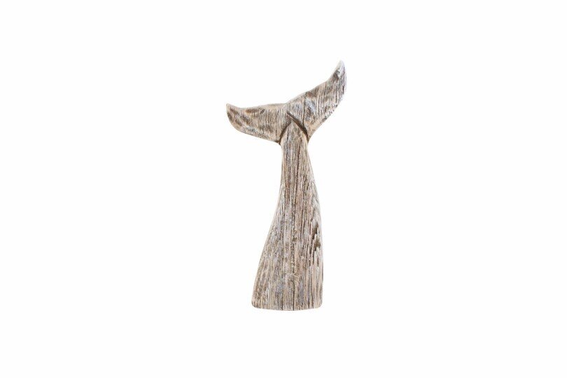 GIFT GNS HAMPTON HEIDA WOOD WHITE WASH WHALE TAIL 22X11X4CM