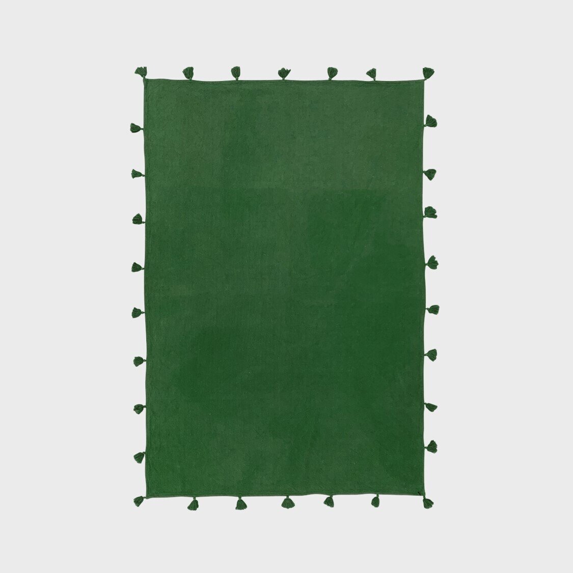 GIFT GNS VINTAGE JUNGLE NAVA COTTON THROW WITH TASSELS DEEP GREEN 170X130CM