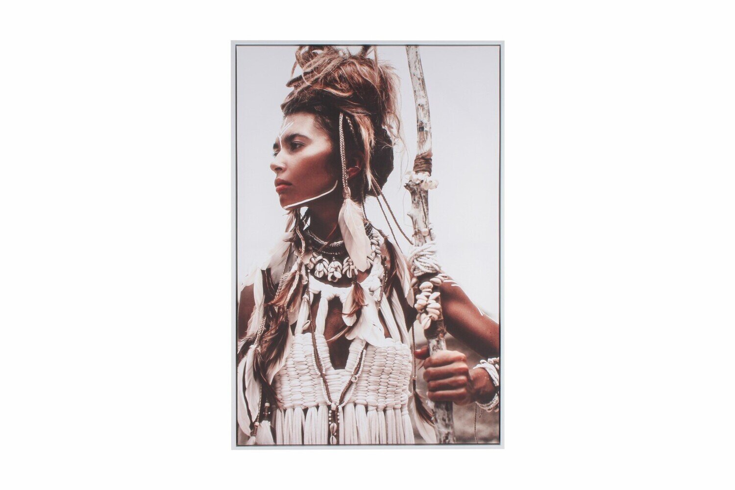 GIFT GNS VINTAGE JUNGLE MILIA WARRIOR CANVAS WITH WHITE PS FRAME 90X60CM