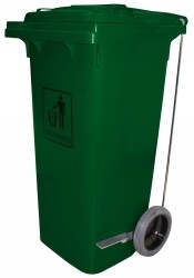 TROLLEY BIN CLEANLINK 240L HEAVY DUTY WITH FOOT PEDAL GREEN