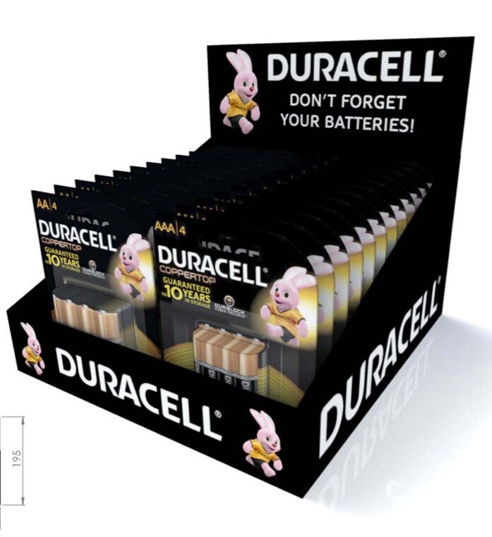 BATTERIES DURACELL AA & AAA ALKALINE 4 PACKS CTN24