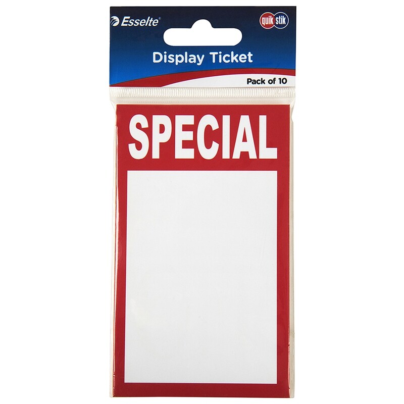 DISPLAY TICKET QUIKSTIK 75X125MM SPECIAL PK10
