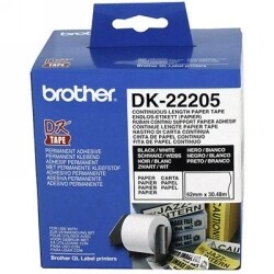 LABEL BROTHER WHITE CONTINUOUS PAPER ROLL 62MMX 30.48M