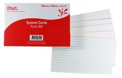 SYSTEM CARDS STAT 6X4 RULED WHITE PK100