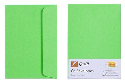 ENVELOPE QUILL C6 80GSM LIME PK25