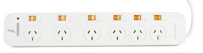 POWERBOARD 6 OUTLET WITH INDIV SWITCH/OVERLOAD PROTECTION/MASTER SWITCH